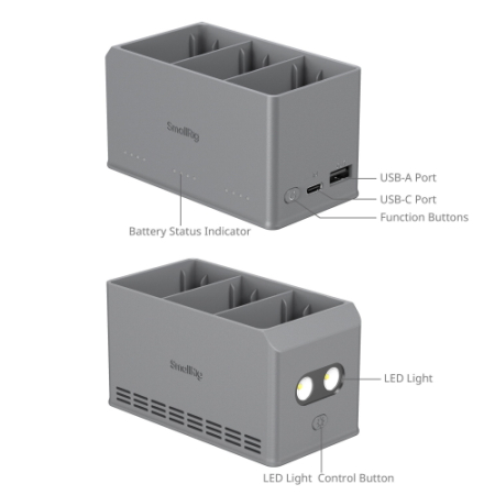 SmallRig 6502 Mini100 - trzykanałowa ładowarka 100W do akumulatorów do dronów DJI Mini 5 Pro / Mini 4 Pro / Mini 3 - szczegóły